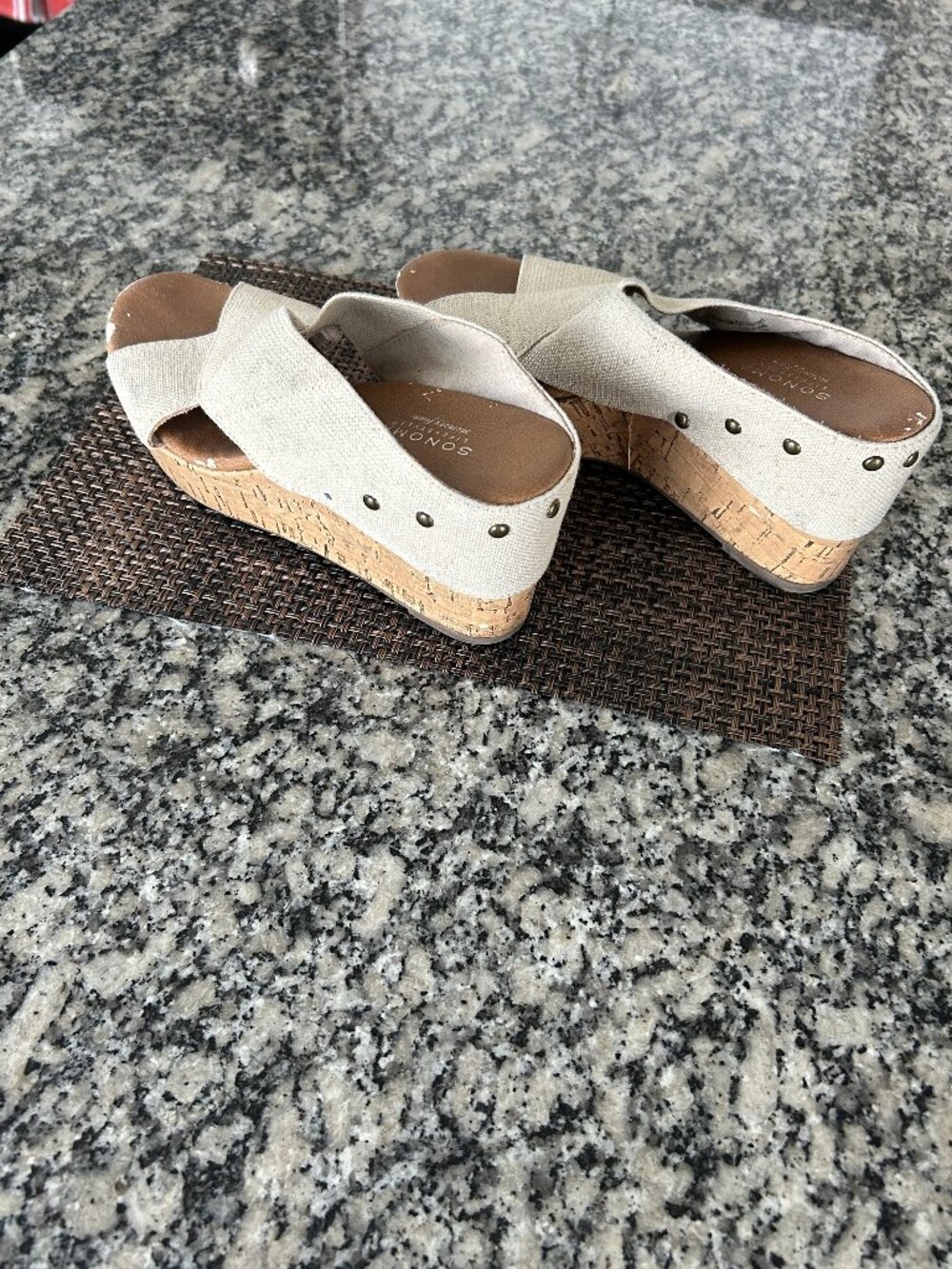 Sonoma - Cork Wedge Sandals - Tan Beige Wedge Sandals - Size 7 1/2